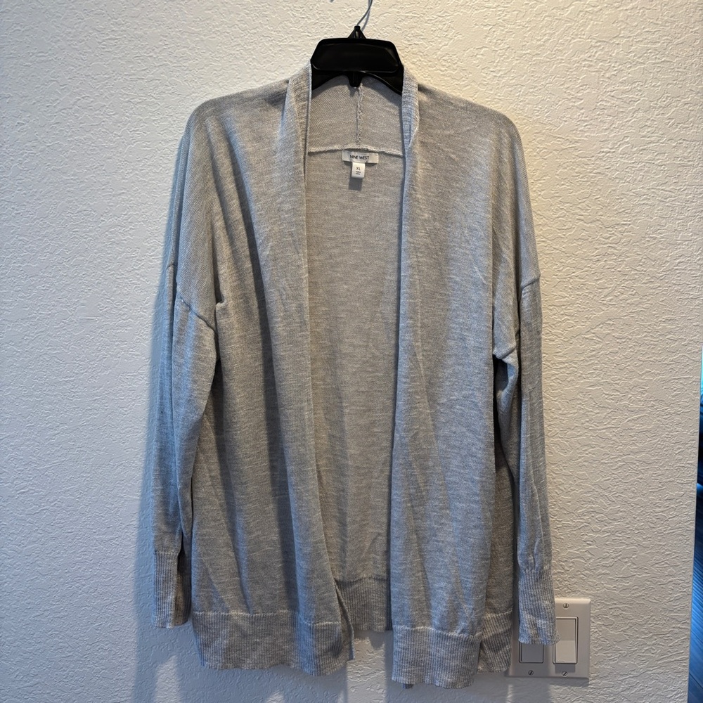 Nine West Light Gray Women’s Open Front Cardigan Sweater XL